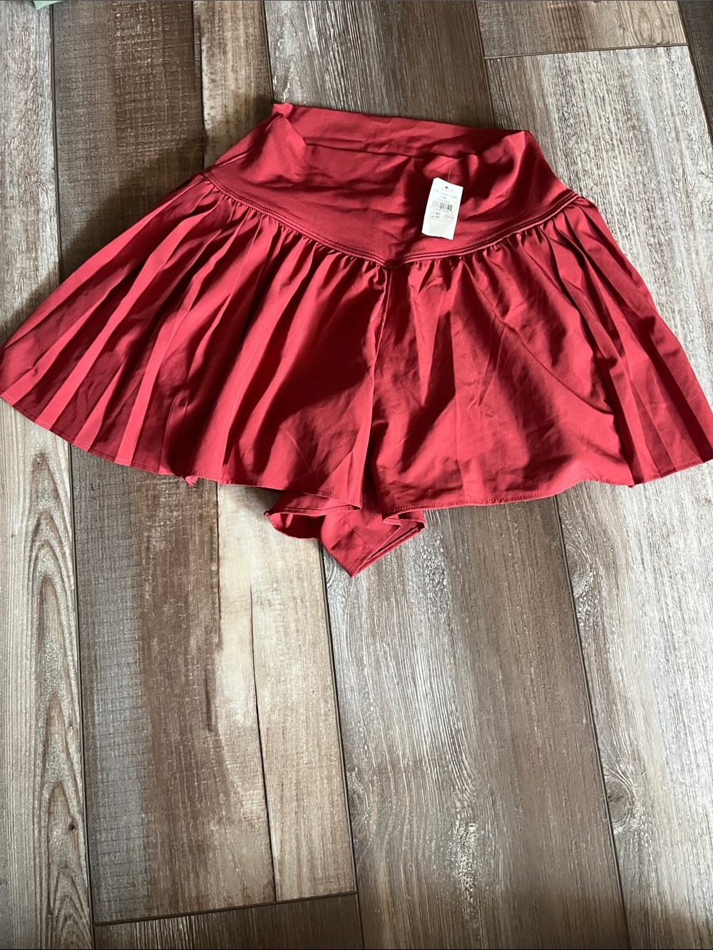 Unworn Aerie Red Skorted Shorts with Pleated Overlay